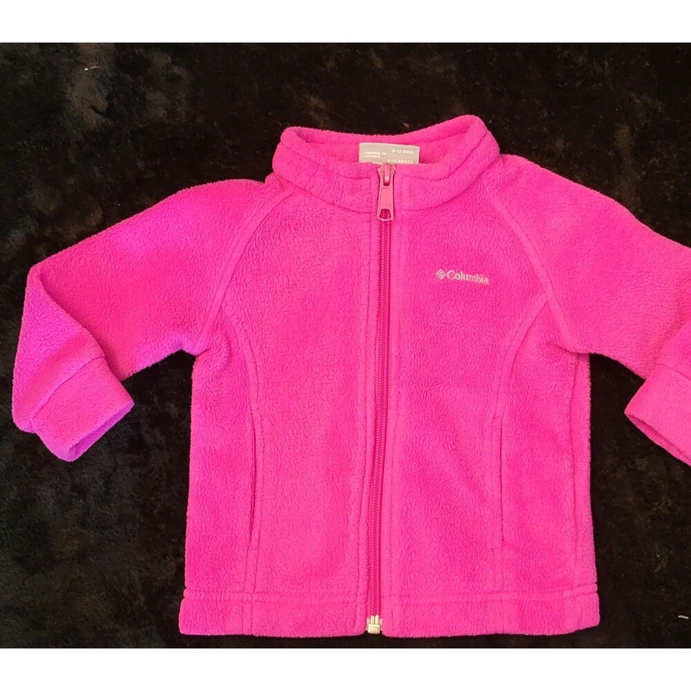 Baby Girl Columbia Fleece Zip Up Jacket Sweater Size 6-12 Months